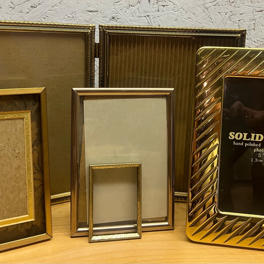 Vintage gold and brass Picture Frames lot of 9